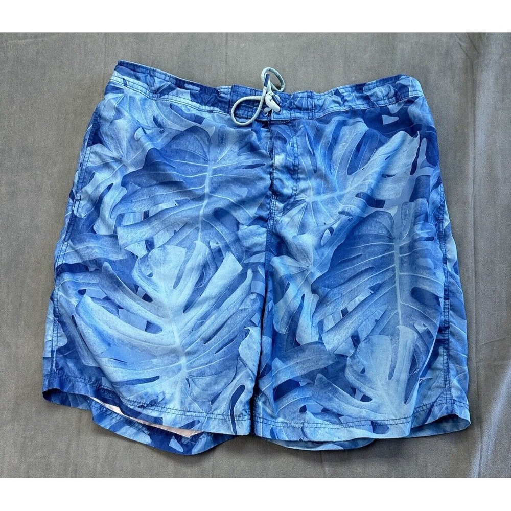 Speedo‎ TurboDri Kalo Palms Mens XXL Board Shorts Swim Ocean Surf Blue Liner